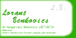 lorant benkovics business card